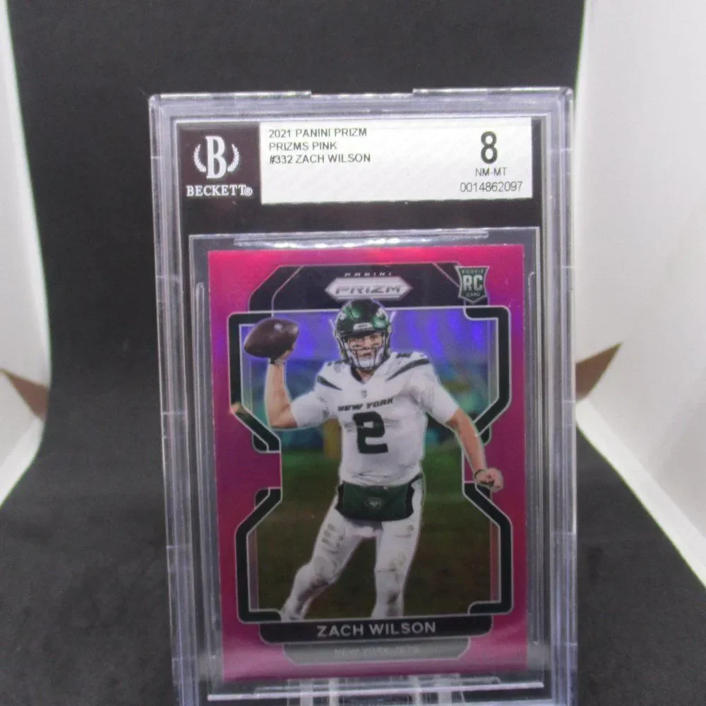 2021 Prizm Football Zach Wilson Pink BGS 8 #332 Jets Rookie RC - Picture 3 of 4